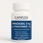 Cápsulas de Minoxidil 5 mg y Finasteride 1 mg Capiflex para tratar la caída del cabello.