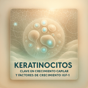Ilustración de keratinocitos y factores de crecimiento IGF-1 para el crecimiento capilar