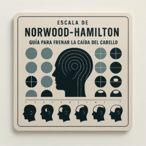 Imagen de portada mostrando la Escala de Norwood-Hamilton con guía para frenar la caída del cabello.