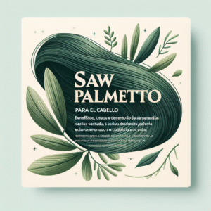 Hojas de Saw Palmetto con ilustración de cabello para beneficios y usos en el cuidado capilar
