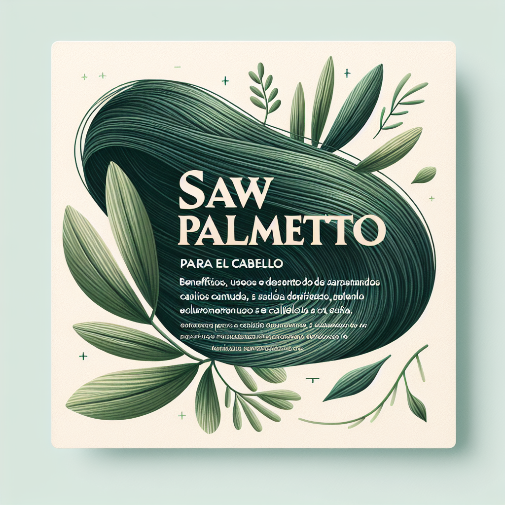 Hojas de Saw Palmetto con ilustración de cabello para beneficios y usos en el cuidado capilar